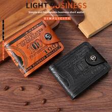 Men's Fashion Classic Wallet Vintage 100 US Dollar Pattern Wallet Multi Card Slot Zipper Coin Compartmen PU Leather Classic Short Wallet For Men Money Wallet Mini Wallet Purse Wallet Men Wallet Leather Small Wallet