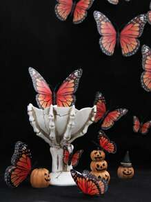 24pcs/48pcs Monarch Butterfly Wall Decor, 3D Realistic Simulation Orange Butterfly Decorations For Halloween Party Gifts Birthday Graduation