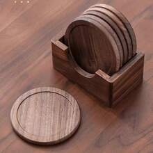 1 件黑胡桃木杯垫 / 1 套杯垫套装 / 圆形杯垫 / 山毛榉木杯垫套装 / 咖啡杯杯垫，桌面装饰