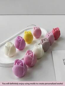 1 件蜡烛制作硅胶模具，3D 立体郁金香毕业礼物情人节或母亲节，可制作蜡烛、香石、家居艺术装饰，易于拆卸和清洁，可重复使用的 DIY 材料，DIY 手工礼物，2 种款式可供选择 - 白色 - 查看 5