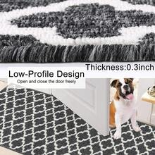 Alfombra de pasillo antideslizante, alfombra de piso de cocina, alfombras de pasillo con patrón geométrico, lavable a máquina, alfombra de área para entrada, baño - Negro - Ver 6