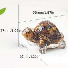 1pc Natural Crystal Chip Resin Mold Turtle Statue Healing Gemstone Golden Foil Orgone Tortoise Figurine Sculpture Pocket Stone For Home Office Feng Shui Decoration Collectible Ornament Best Gifts Birthday Graduation