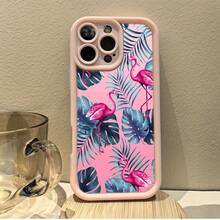 Pink Flamingos Tropical Leaves Pink Background Cute Pink Girly  Case [X/Xs/11/12/13/14/15/16 Pro/16 Promax] - Soft TPU Shockproof Cover,  Gift For Girlfriend/BFF, Birthday Present For Women, Aesthetic Protective Phone Case - Pink - View 6