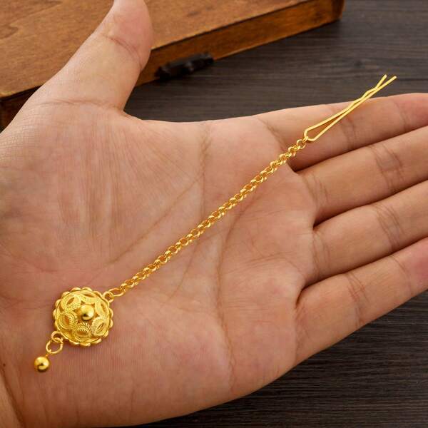 1pc Classic Golden Color African/Arabic Style Headchain, Middle Eastern Women Daily Wear Headpiece, Suitable For Birthday Party, Wedding Jewelry Gift