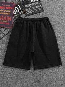1 Pieza Pantalón corto casual liso para niño/adolescente, utilizable para actividades al aire libre, entrenamiento, uso diario, de largo hasta la rodilla