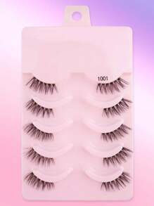 5 Pairs Cat Eye Effect Semi-Transparent False Eyelashes With 3D Synthetic Mink Fur Natural Longer Outer Corner Eyelashes, Enlarging Eyes, Suitable For Girls Travel, Party, Daily Wear
