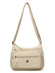 Tas Bahu Wanita Kasual Sederhana Warna Polos Bahan Nilon dengan Tali Bahu yang Dapat Diatur, Tas Bahu Multi Kompartemen, Warna Polos, Penutup Resleting, Lapisan Poliester, Sangat Cocok untuk Penggunaan Sehari-hari sebagai Tas Selempang Ringan, Cocok untuk Perjalanan Sehari-hari, Bepergian, Berbelanja, Berkemah, Olahraga - MultiWarna - View 8