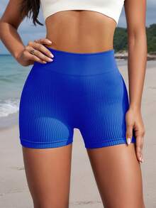 Women's High Waist Running Shorts, Lightweight And Breathable, Quick-Dry Sports Shorts - Blue - View 5
