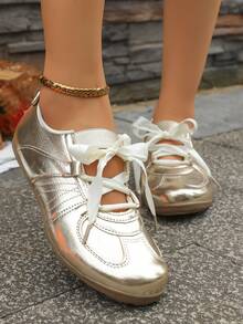 Bailarinas de moño de nuevo estilo 2025, calzado casual y versátil de estilo Mary Jane con suela blanda para mujer, perfecto para primavera/verano - Dorado - Ver 3
