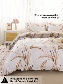 3pcs/Set Floral Leaf Pattern Duvet Cover Set(1 Duvet Cover & 2 Pillowcase)Soft And Skin-Friendly Duvet Cover Bedding Set For Home, All Season Bed Sheets Set - Multicolor - View 5