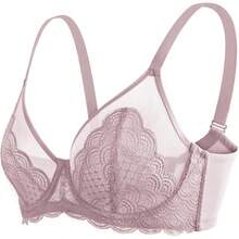 HSIA Minimizer Bras Women Large Bust Full Coverage Lace Plus Size Bra - Scales - Brown Purple - View 6