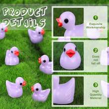 50 piezas Patos de resina en miniatura, Familia de patos en miniatura, Juegos de bromas, Juguetes para microajardinería de acuario, Decoración de casa, Patos en miniatura para DIY en contenedor de vidrio y manualidades escolares (Púrpura) - Multicolor - Ver 3