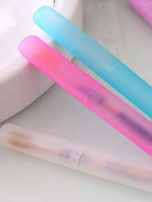 牙刷盒混合便携式牙刷盖架牙刷卫生护理户外用品随机颜色适合旅行牙刷盒旅行徒步露营盖保护套适合户外旅行和家庭浴室收纳配件家居小工具学校用品大学学校用品