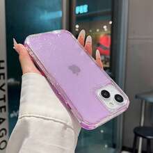 Sm01 Transparent Durable 3-In-1 Glitter Case For Smartphones - Full Triple Layer Protection - Purple Glitter - View 3