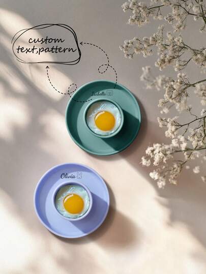 1 Peça Copo de Ovo de Silicone Personalizado para Bebê, Imprima o Nome Conforme Necessário, Utensílios de Mesa para Bebê, Copo de Ovo Personalizado para Bebê, Bandeja de Ovo para Criança Pequena, Presente para Bebê