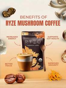 Organic Mushroom Coffee -6 Types Of Adaptive Mushrooms+MCT Oil, Providing Energy, Focus, And Intestinal Support| Instant Coffee| 30 Servings - Khác - Xem 9