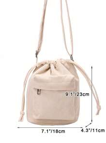 Mini Vintage Drawstring Bucket Bag, Retro Crossbody Bag, Women's Grunge Shoulder Purse & Handbag