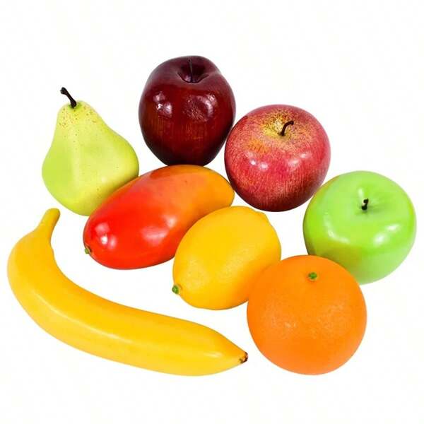 3/8 pezzi di frutta finta in plastica di colori misti, per decorazioni per la casa, feste, Natale, Ognissanti, San Patrizio, Pasqua, Ringraziamento, estate, raduni, vari tipi di stanze