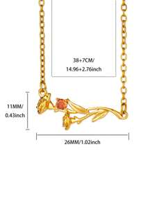 1PC Gold Birth Flower Necklace For Women 12 Month Birthstone Bouquet Pendant Floral Necklace, Daily Wear Jewelry For Valentine's Day Wedding Birthday Gift