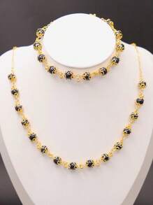 Set di 2 pezzi composto da collana e braccialetto, serie di perle di nicchia, stile minimalista