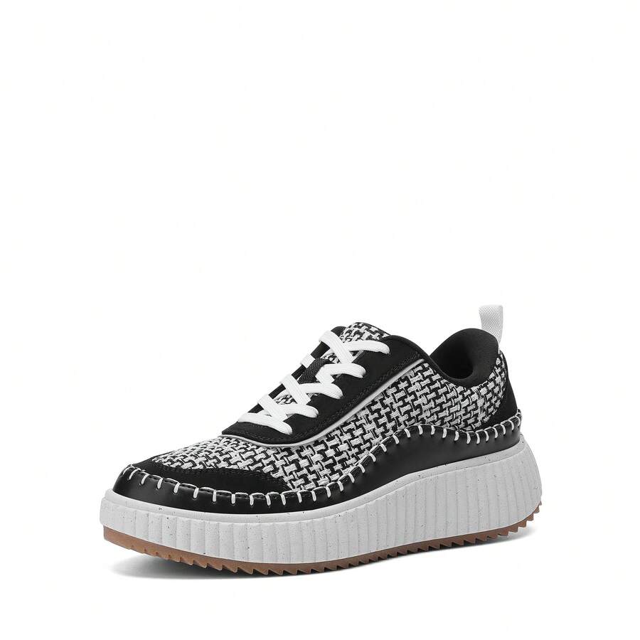 Women Chunky Sneakers Comfortable Casual Platform Fashion Sneaker - Đen và trắng - Xem 1