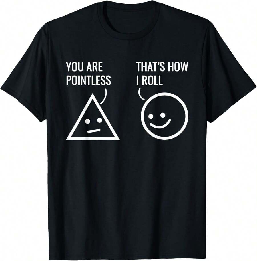 Camiseta divertida "Eres inútil, así es como ruedo" con juego de palabras de matemáticas - Negro - Ver 1