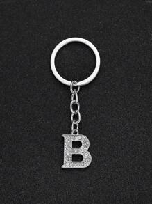 1 pieza Llavero elegante y de moda con la forma de la letra del alfabeto inglés en miniatura, incrustado con cristales de rhinestones transparentes, adecuado para hombres y mujeres, llaves de carro, decoración de bolsos y regalo
