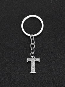 1 pieza Llavero elegante y de moda con la forma de la letra del alfabeto inglés en miniatura, incrustado con cristales de rhinestones transparentes, adecuado para hombres y mujeres, llaves de carro, decoración de bolsos y regalo