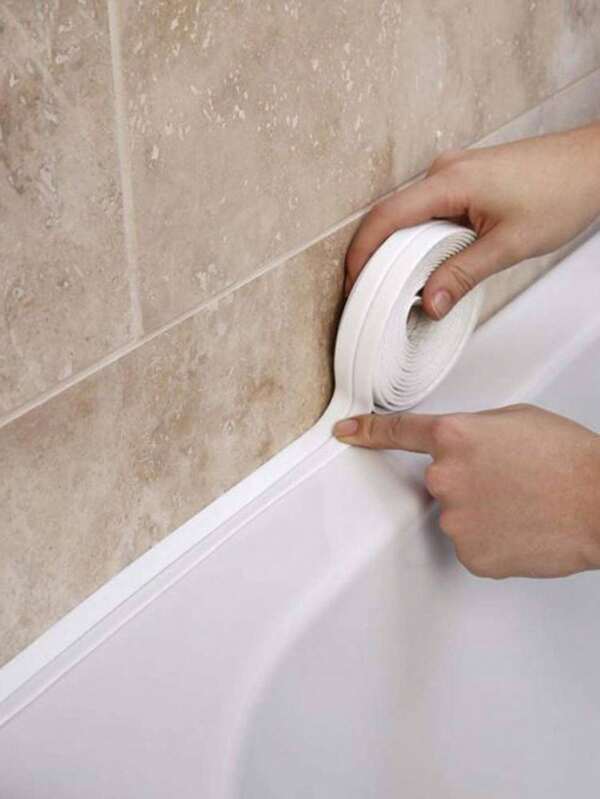 1 Roll Waterproof Toilet Caulk Strip - Self-Adhesive Sealing Tape For Kitchen And Bathroom - Waterproofing Solution To Avoid Wetness, Beautiful Seam Stickers For Workshops, Easy To Clean And Mildew-Resistant