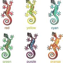 Decorazione da parete a forma di lucertola colorata da 14 cm/5,51 pollici, ornamento da appendere a parete a forma di geco, artigianato per la decorazione della casa, adatto per interni, giardino all'aperto, stile bohémien, decorazione da giardino, cortile, balcone, recinzione, Ognissanti, Natale