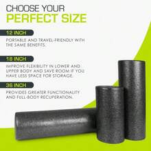 ProsourceFit High Density Foam Rollers 18 - Inches Long, Firm Full Body Athletic Massage Tool For Back Stretching, Yoga, Pilates, Post Workout Muscle Recuperation, Black - Black - View 4