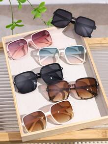 6pcs Women Multicolor Square Plastic Oversized Frame Tinted Lens Perfect Personalized Lovely Lively Fashion Eyeglasses Combination For Travel, Beach Party, Street Snap, Weekend Outfit, Festival Outfits Women Accessories - 彩色 - 查看 3