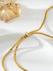 1pc Women's Adjustable Drawstring Snake Bone Design Necklace, Minimalist Fashionable Elevated Look Accessory, Suitable For Parties, Gatherings, Daily Wear, Holiday Gift