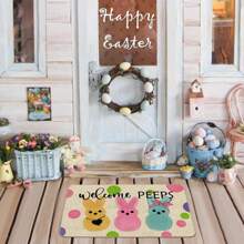 Easter Bunny Doormat Rug Rabbit Welcome Polka Dot Outdoor Outside Doormat Mat Non Slip Rubber Backing Entrance Holiday Indoor Front Kitchen Decoration 14 X 26 Inch Floor Mat Doormat Shedding Doormat