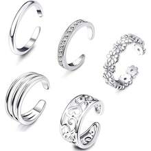 Milacolato Open Toe Rings Set For Women Girls Silver Simple Adjustable Knuckle Ring Foot Jewelry - Silver - View 9