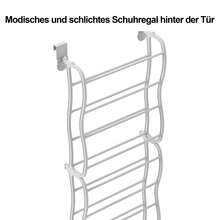 Schuhregal, Schuhregale, 12 Ebenen Schuhständer, für bis zu 36 Paar Schuhe, Tür-Schuhregal, 50x18x183cm, Schuhablage, Weiß, Hängendes, für Türmontage