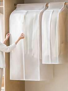 1pc Clothes Dust Cover Garment Hanging Bag, 3D Household Clothes Dust Proof Cover Full Wrap Thickened Organizer Bag, Semi-Transparent Plastic Garment Bag