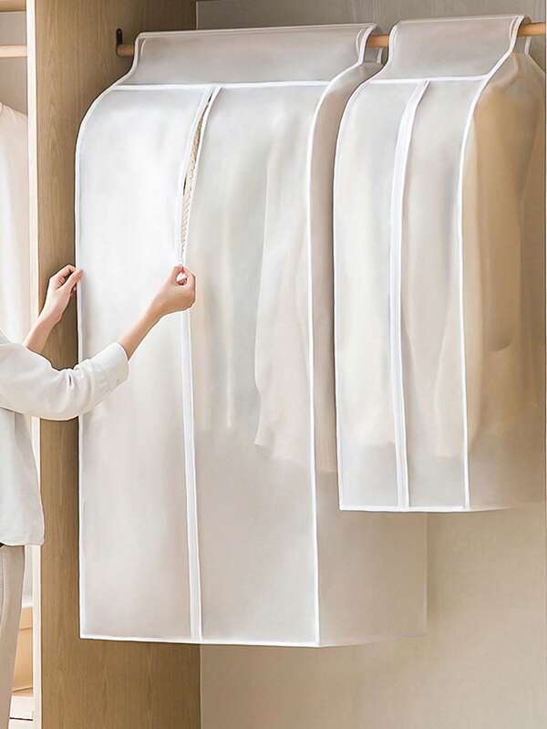 1pc Clothes Dust Cover Garment Hanging Bag, 3D Household Clothes Dust Proof Cover Full Wrap Thickened Organizer Bag, Semi-Transparent Plastic Garment Bag