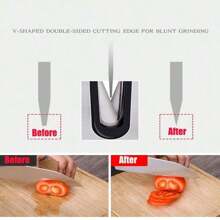 Affilacoltelli 4 in 1, Lame premium originali lucidate, Miglior affilacoltelli da cucina funziona davvero per coltelli in ceramica e acciaio, forbici. Utensile per affilare coltelli da cucina e forbici, Fessura fine per l'affilatura quotidiana e anche per la fase di preparazione della mola dei coltelli, Fessura per la molatura precisa per una molatura e lucidatura meticolosa