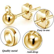 KMEOSCH 80pcs Stainless Steel Ball Post Earring Studs Kit - Includes 40pcs Round Ball Posts With Hanging Holes 40pcs Backs For DIY Enthusiasts And Jewelry Makers