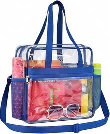 Paxiland Clear Bag For Stadium Events 12x6x12, Clear Tote Bag With Reinforced Strap, Transparent Bag For Sports Concert - Blue - View 1