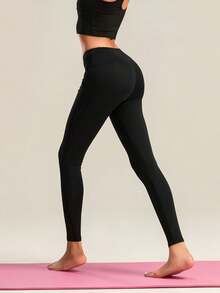 Elevate Your Yoga Practice With Our Stylish And Comfortable High Elasticity Yoga Pants In Black, Blue, And Purple - Black - View 2