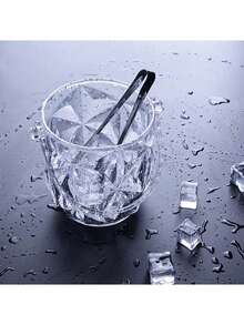 优雅透明冰桶，带提手和冰夹 - 时尚便携式饮料冷却器，适用于派对、活动、婚礼、生日用品、家居和派对装饰