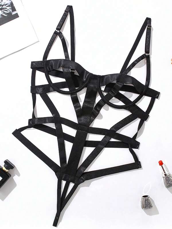 Sexy lingerieset voor dames met Franse kant, pyjama met rugbandjes en eendelig model