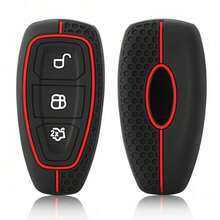 Silicone Remote Key Cover Car Key Chain Key Protector Compatible With Focus, Grand C, Max, Kuga, Mondeo, Carnival, EcoSport, Transit - Black - View 1