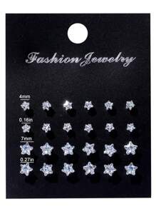 Lot de 48 boucles d'oreilles à tige géométriques rondes et carrées en zircone cubique brillante, style punk hip-hop simple, grand ensemble, convient pour les fêtes, les festivals, les rendez-vous, les cadeaux et le port quotidien