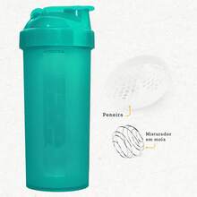 Shaker 700 Ml Whey + Spring + Strainer - Academia Treino - Water Green - View 1