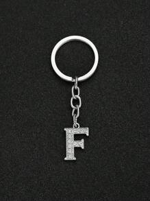 1 pieza Llavero elegante y de moda con la forma de la letra del alfabeto inglés en miniatura, incrustado con cristales de rhinestones transparentes, adecuado para hombres y mujeres, llaves de carro, decoración de bolsos y regalo