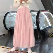 Black/White High Waist Tulle Skirt - 90cm Layered Net Underskirt With Lace Trim, Fluffy Tutu Skirt For Wedding Bridesmaid Cosplay Party Performance (L Size)