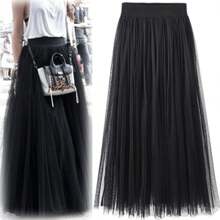 Black/White High Waist Tulle Skirt - 90cm Layered Net Underskirt With Lace Trim, Fluffy Tutu Skirt For Wedding Bridesmaid Cosplay Party Performance (L Size)